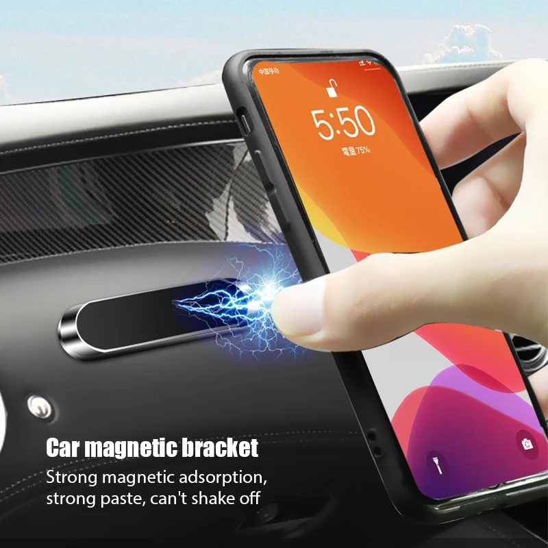 Phone Accessories Useful - Magnetische autotelefoonhouder, draaibaar, mini-stripvormig, metalen, sterke