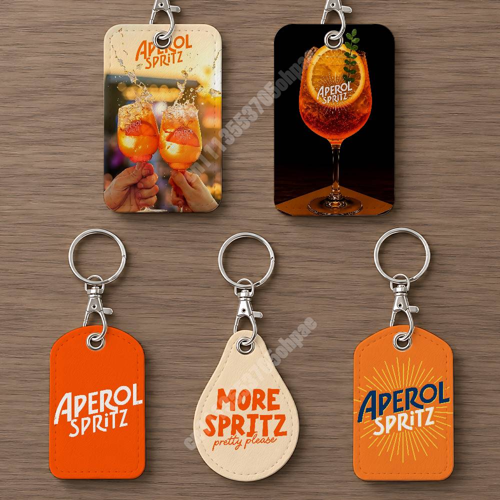 Phone Accessories Charms - Oranje Prosecco A-Aperol S-Spritz lederen sleutelhanger